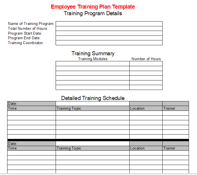 Employee Training Plan Template Free Download [Word, PDF]
