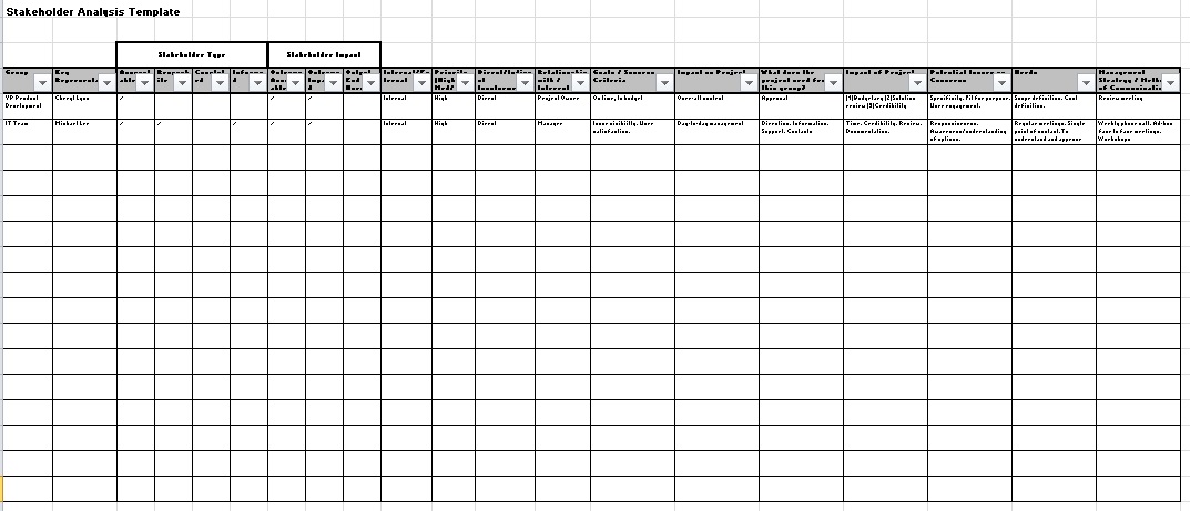 stakeholder analysis excel template
