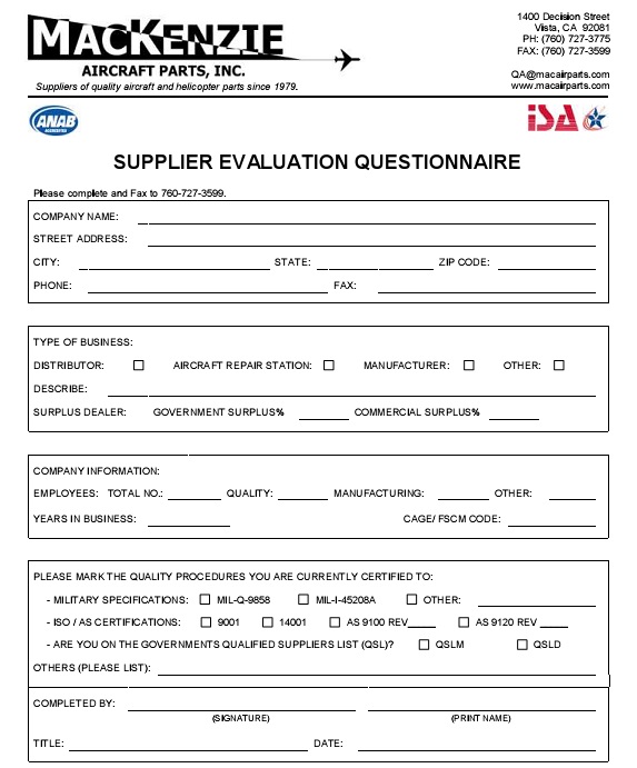 supplier evaluation criteria