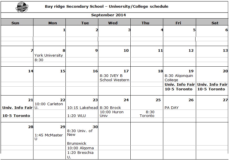 college class schedule template word