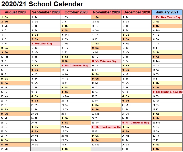 university class schedule template