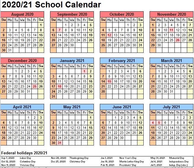 college semester schedule template