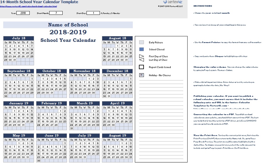 latest printable academic calendar templates