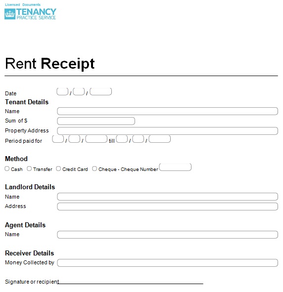 tenant receipt for rent paid