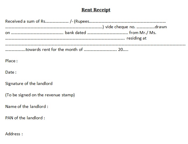 rent cash receipt format