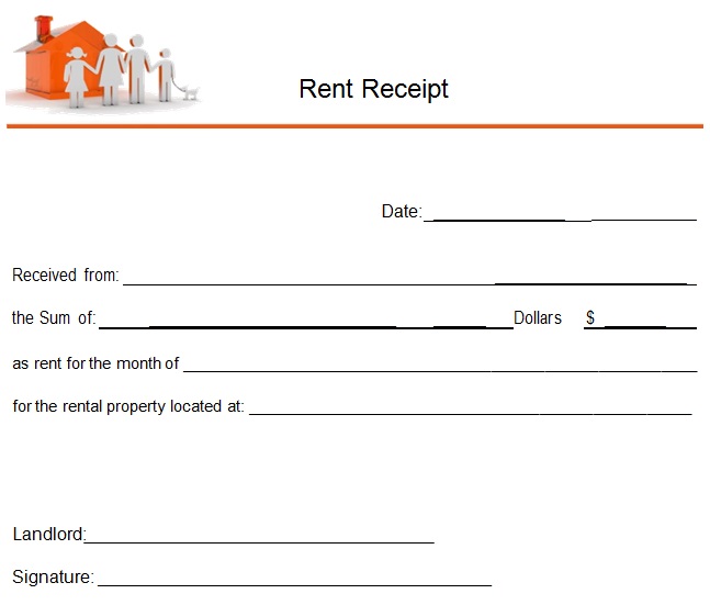 receipt of house rent payment