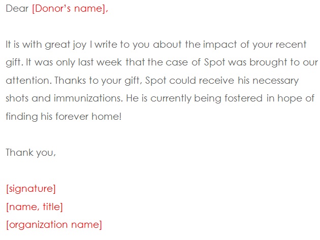 sample letter of thank you for donation received