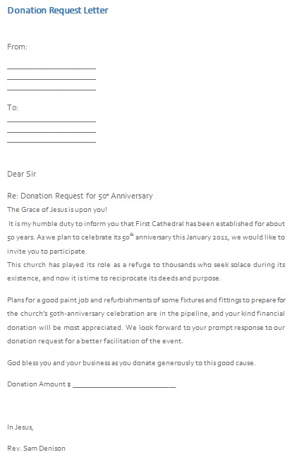 charity donation letter template