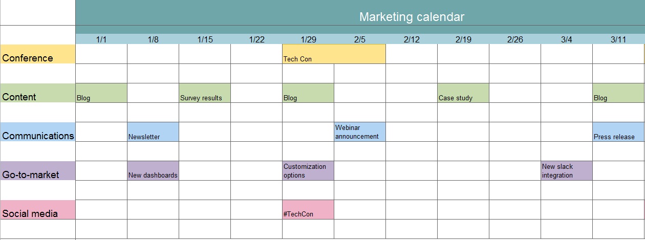 free marketing calendar