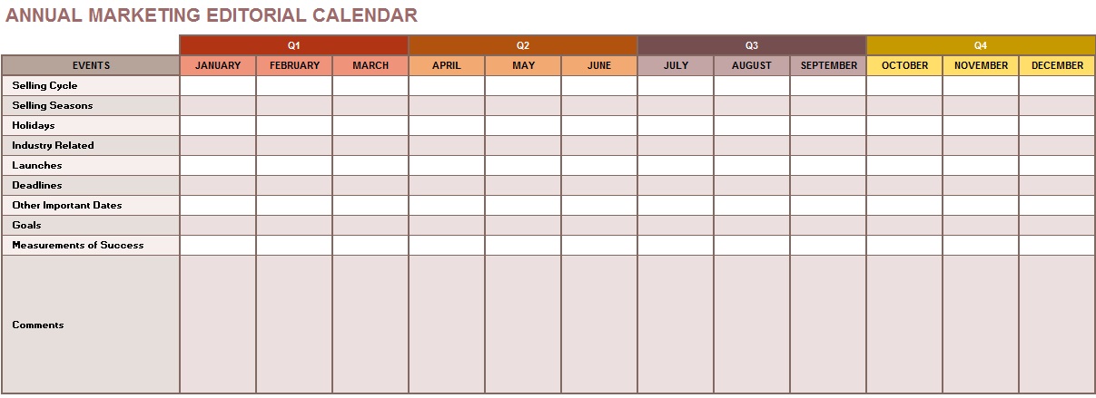 marketing plan calendar template