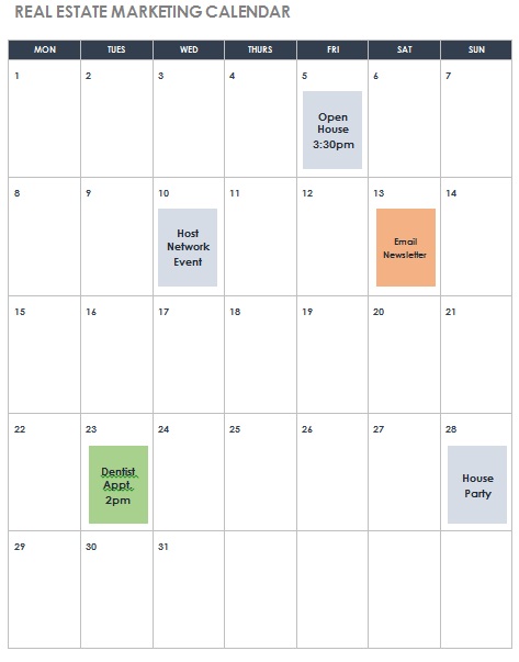 free marketing calendar template
