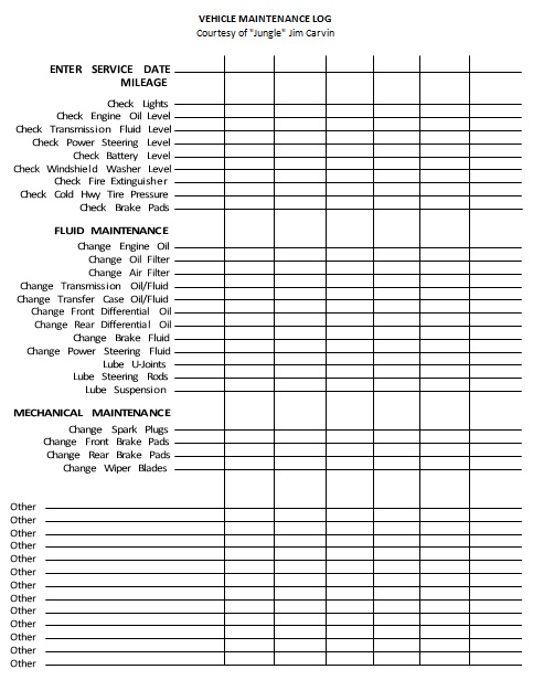 vehicle log book template free download