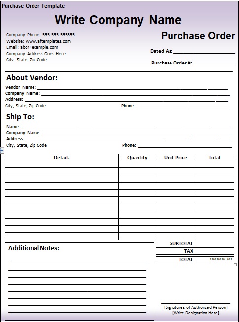 purchase order format doc