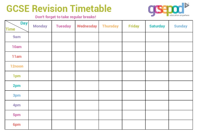 daily timetable for students