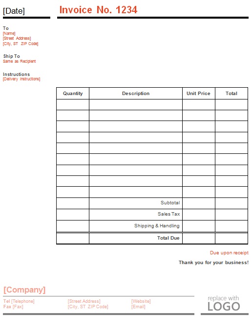 sales invoice template free download
