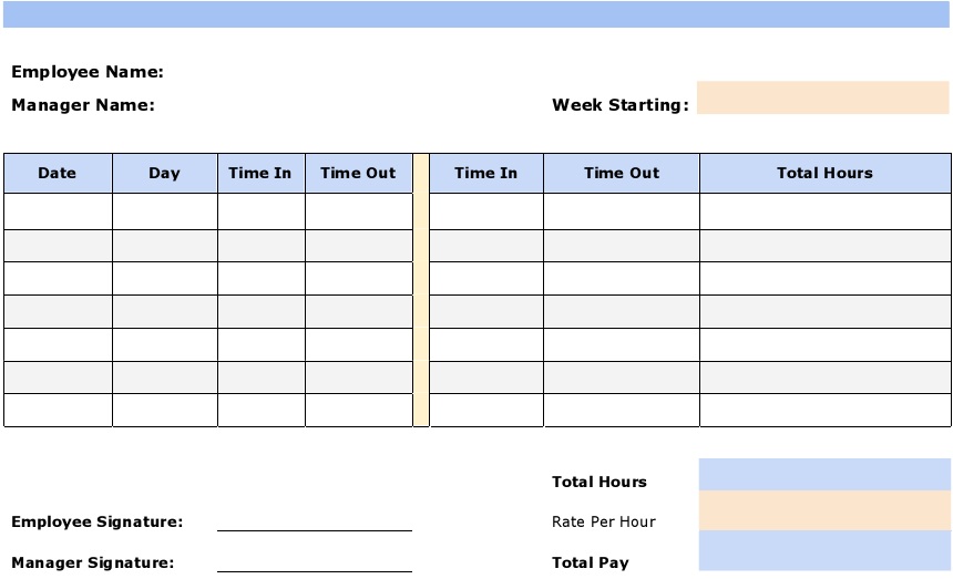 weekly employee timesheet template