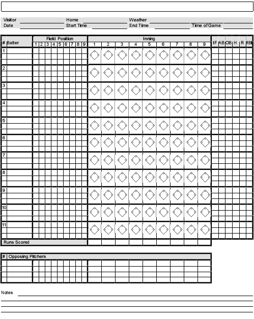 simple baseball score sheet