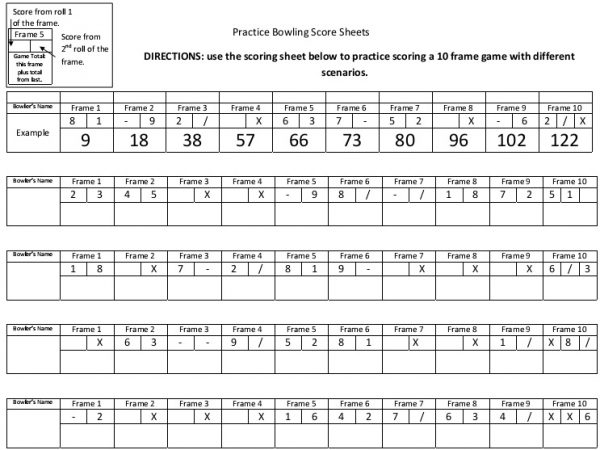 bowling score sheet calculator