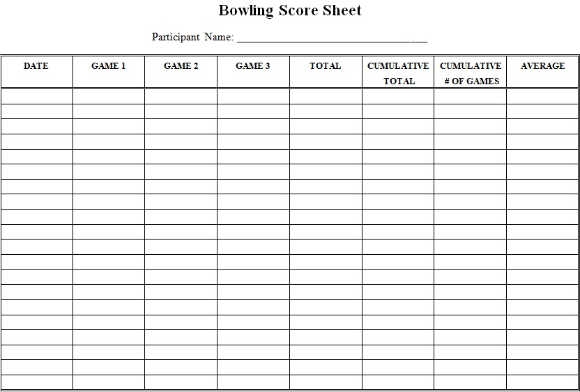 bowling score cards