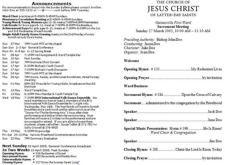 catholic mass program template