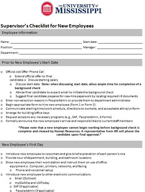 hiring checklist template