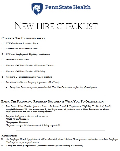 sample new employee onboarding checklist