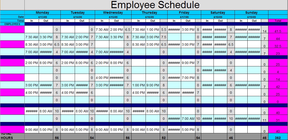 registered nurse work schedule