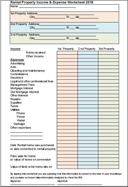 rental spreadsheet template