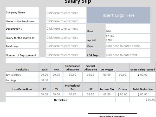 Free Salary Slip Format in Excel & Word