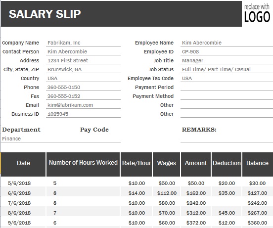 salary slip template 2