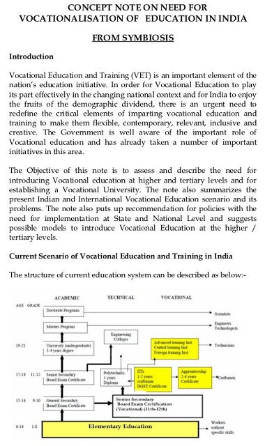 concept note on vocationalization of education