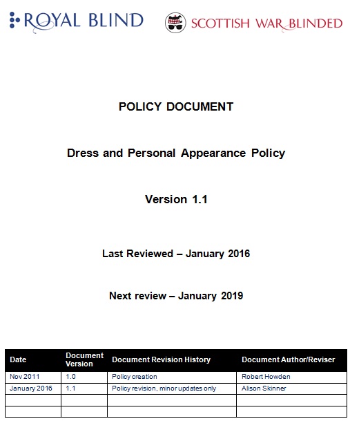 dress and personal appearance policy