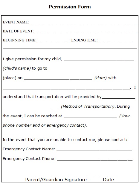 event permission slip