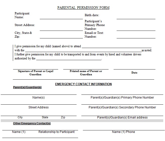 parental permission form