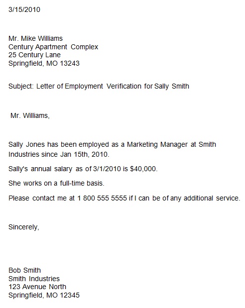proof of employment letter template