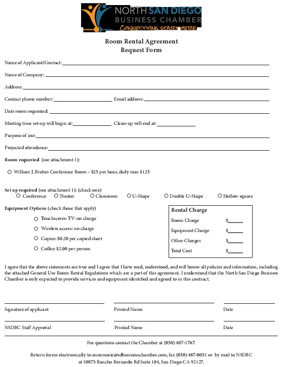 room rental agreement request form