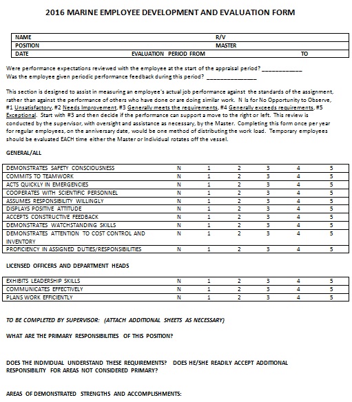 employee development and evaluation form