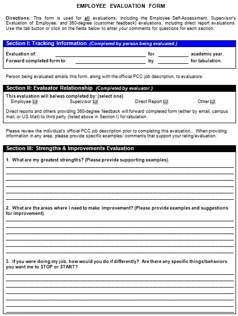 employee evaluation form