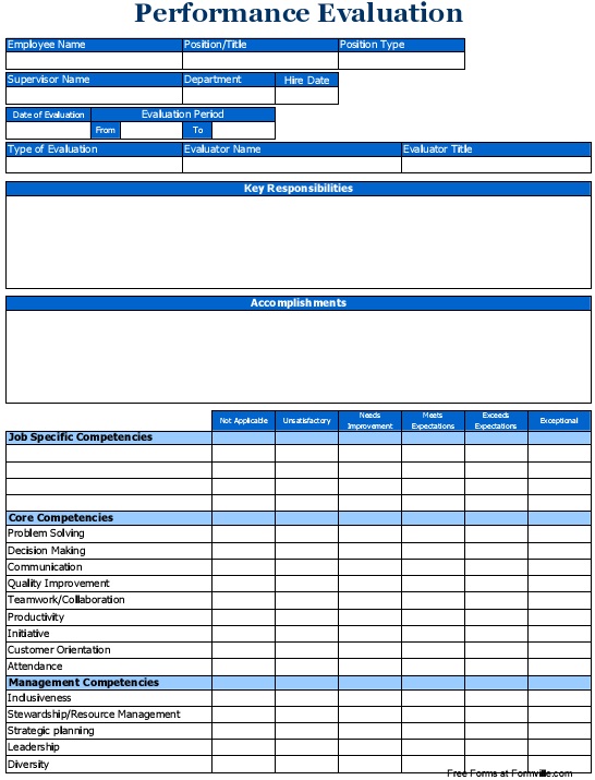 27+ Free Performance Evaluation Form Templates [Excel+Word+PDF]