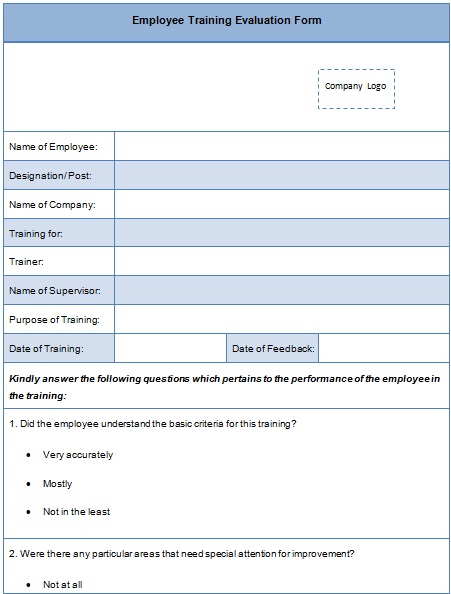 employee training evaluation form