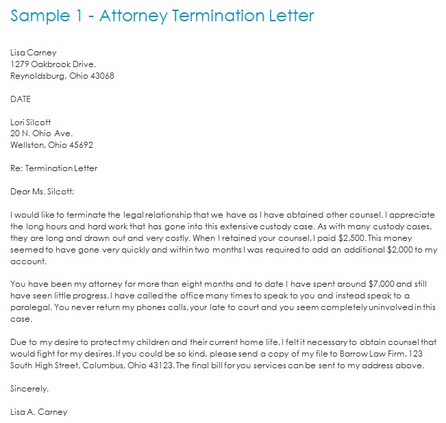 attorney termination letter sample