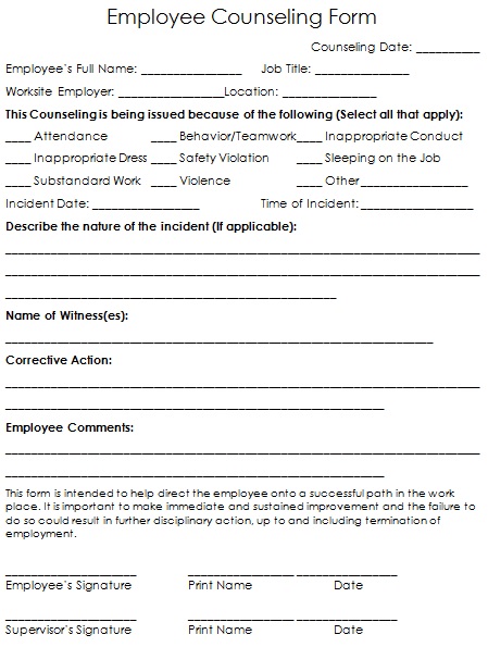 employee counseling form 1