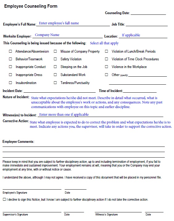 employee counseling form 3