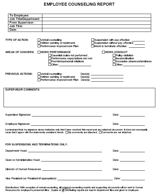 employee counseling report form 1