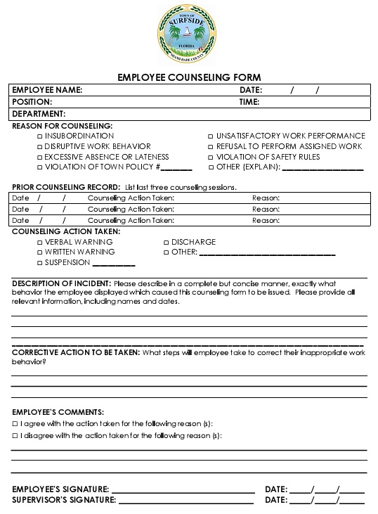 federal employee counseling form PDF