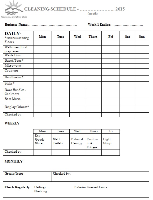 house cleaning list template