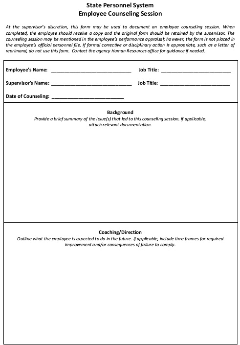 hr employee counseling form