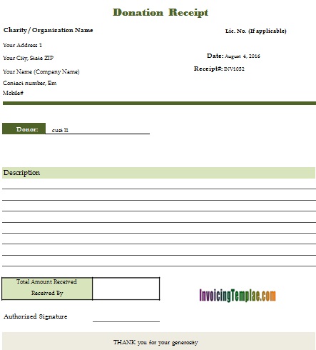 non profit donation receipt template 10