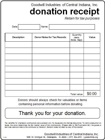 non profit donation receipt template 7