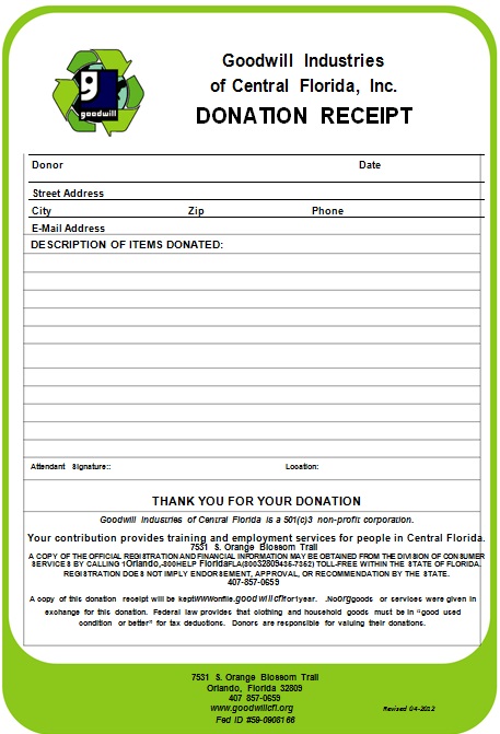 non profit donation receipt template 9